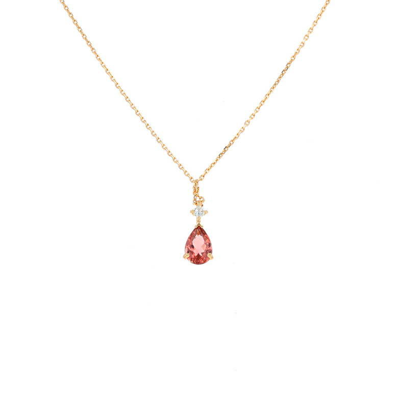 Collier tourmaline 1.25 carat et diamant 0.07 carat or jaune 3.19g Comme neuf -  reconditionné disponible sur Gemme Les Bijoux